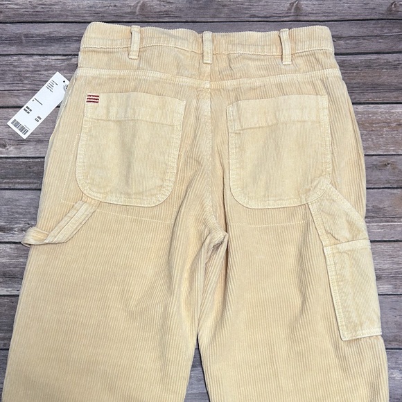 BDG Mango Pale Yellow Corduroy Carpenter Straight Leg Double Knee Panel Pant New - Picture 6 of 12